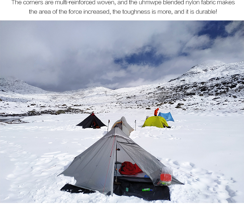 Cheap Goat Tents 3F UL GEAR Lanshan 1 Pro Waterproof Tents 3 4 Season 15D Silnylon Rodless Tent Outdoor 1 Person Light Weight Camping Tent   
